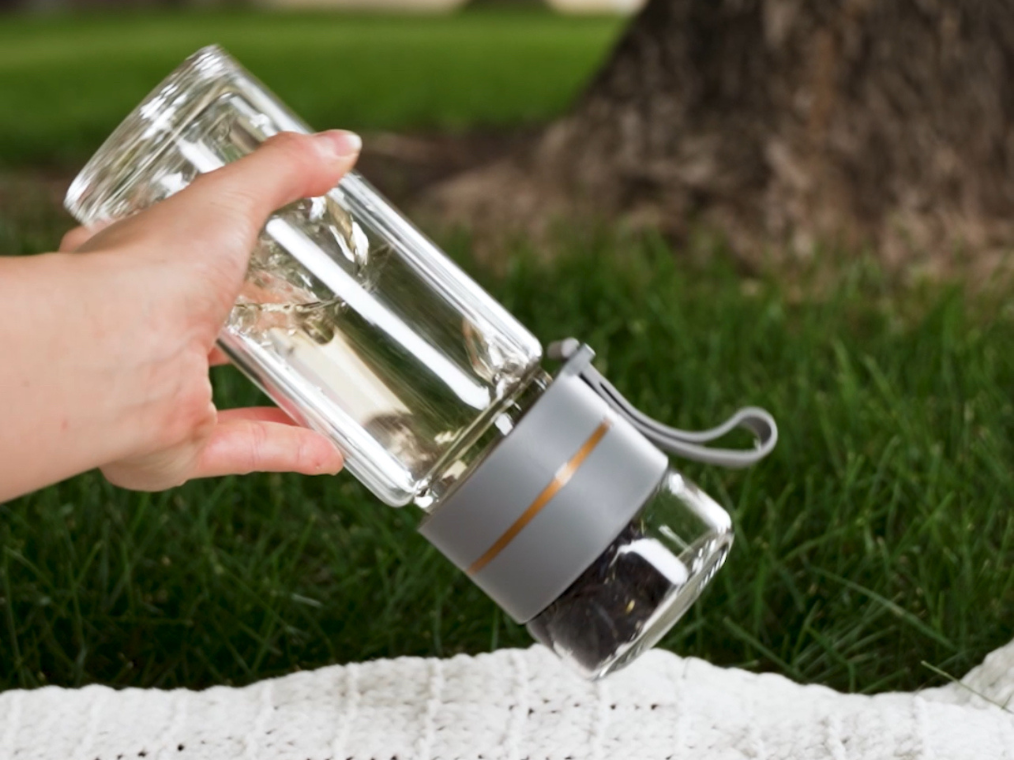Glass Tea Tumbler Double-Wall Tea Infuser Bottle (Travel Mug | Hot & Cold Use)